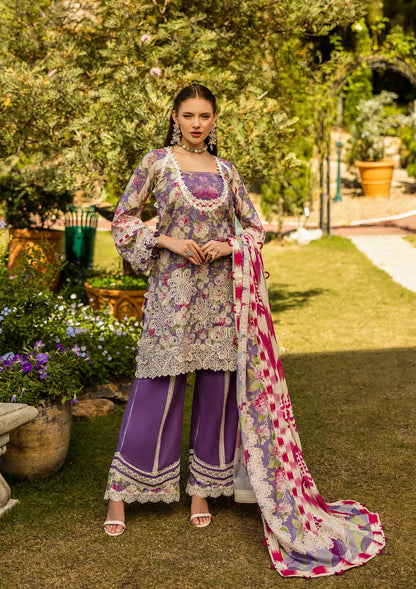 Elaf Premium | Print Chikankari 25 | ELK-02A PERIWINKLE