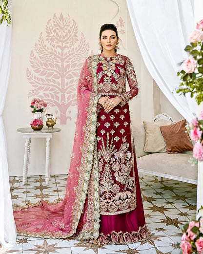 Gulaal | Fleur De Rose | Pois Embroidered Net 3-Piece Suit WS-08