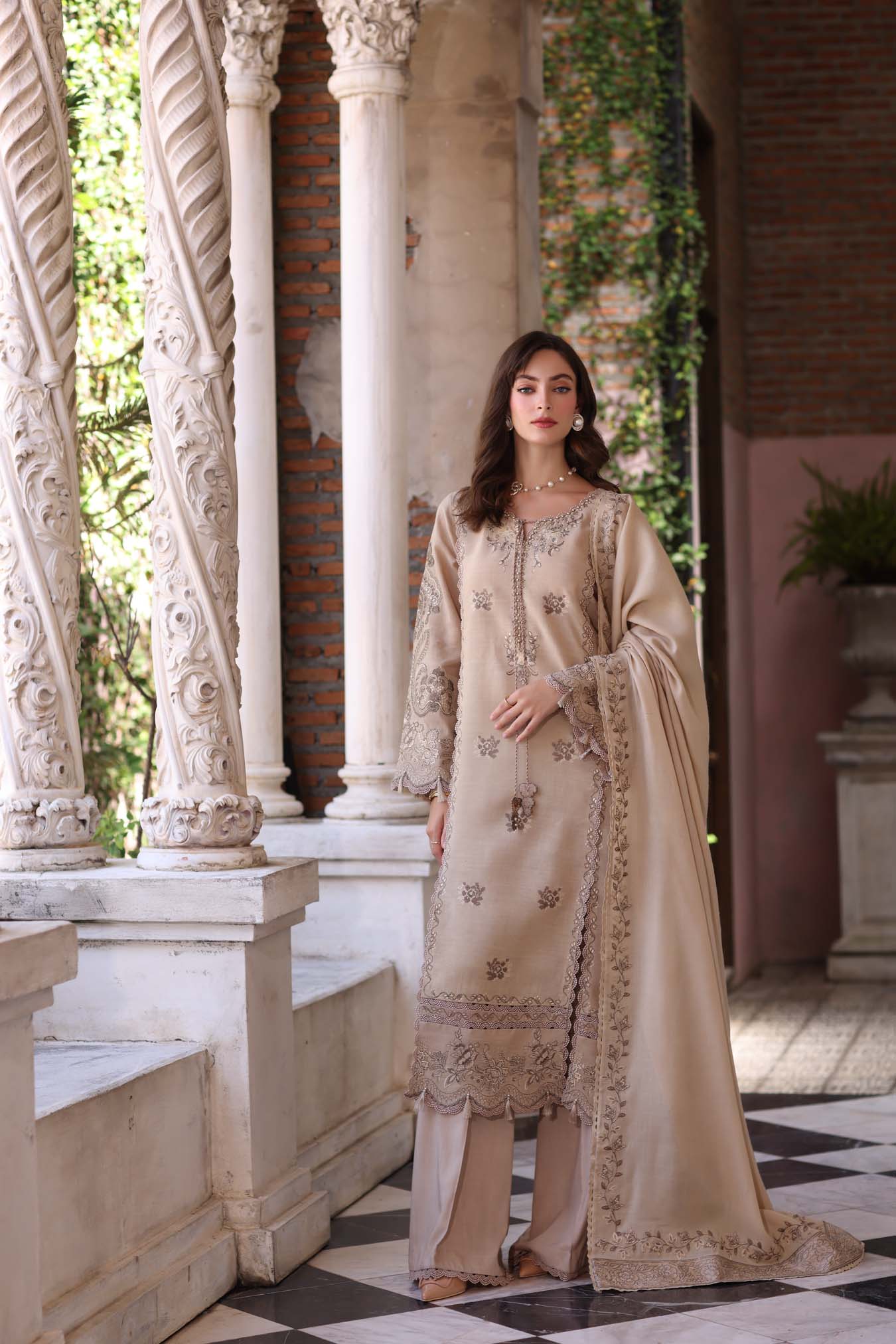 Noor by Saadia Asad | Winter Pashmina 25 | Caramel Mist