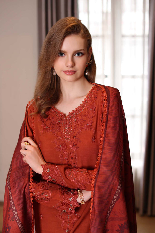 Noor by Saadia Asad | Winter Embroidered Printkhaas 25 | D5 - A