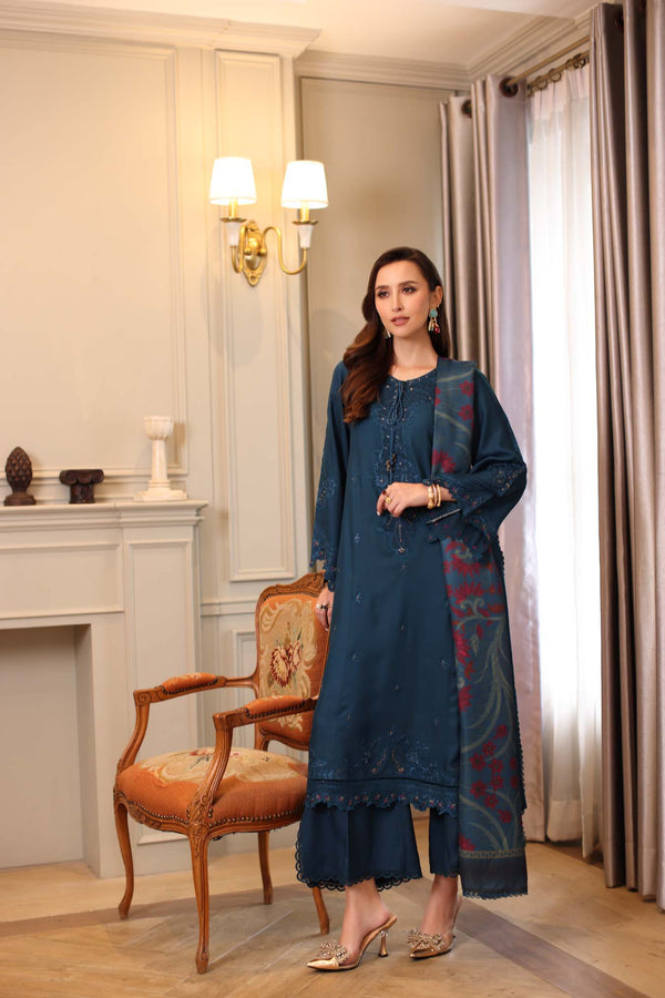 Noor by Saadia Asad | Winter Embroidered Printkhaas 25 | D5 - B