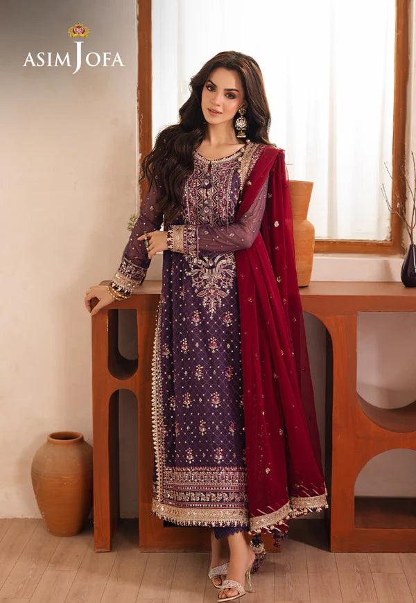 Asim Jofa | Heeriye | AJHE-01 EMBROIDERED CHIFFON 3 PCS - House Of Anaya