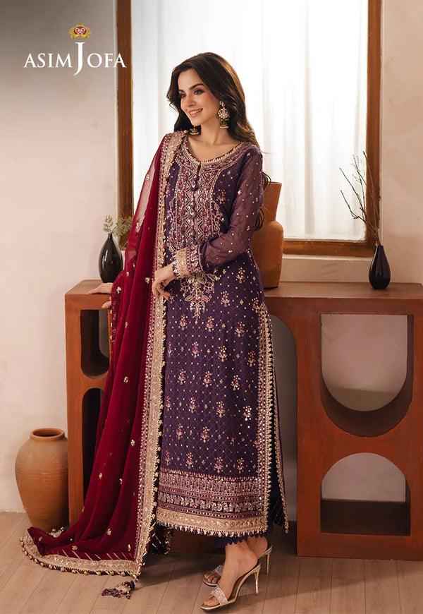 Asim Jofa | Heeriye | AJHE-01 EMBROIDERED CHIFFON 3 PCS - House Of Anaya