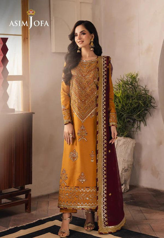 Asim Jofa | Heeriye | AJHE-07 EMBROIDERED JUMBO SILK 3 PCS - House Of Anaya