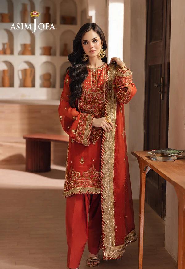 Asim Jofa | Heeriye | AJHE-10 EMBROIDERED CHIFFON 3 PCS - House Of Anaya