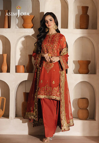 Asim Jofa | Heeriye | AJHE-10 EMBROIDERED CHIFFON 3 PCS