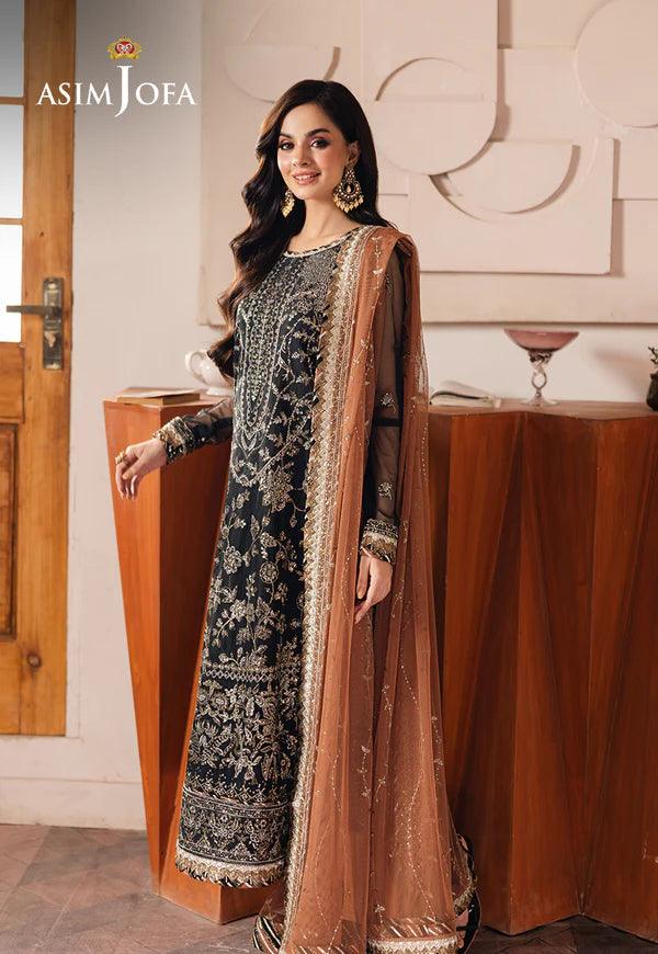 Asim Jofa | Heeriye | AJHE-05 EMBROIDERED NET 3 PCS - House Of Anaya