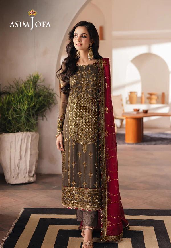 Asim Jofa | Heeriye | AJHE-06 EMBROIDERED CHIFFON 3 PCS - House Of Anaya