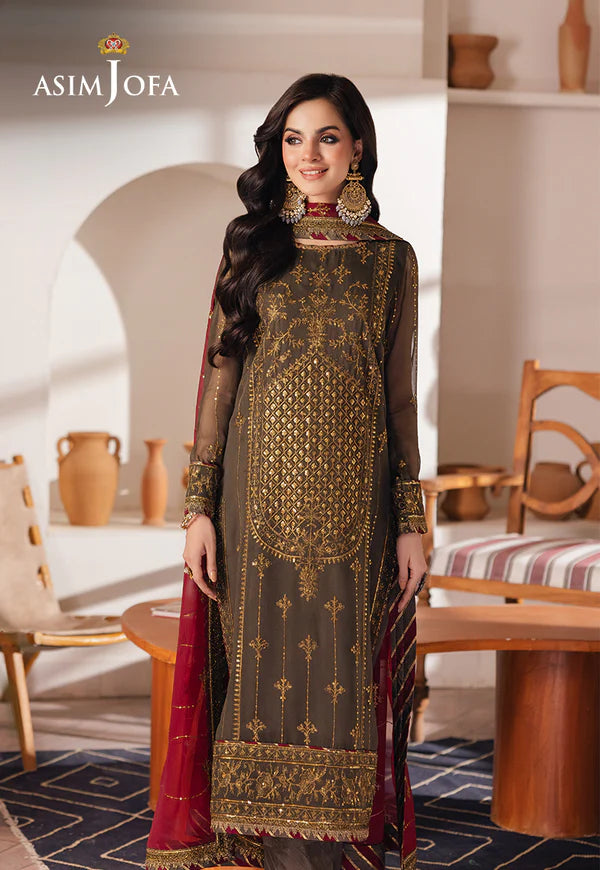 Asim Jofa | Heeriye | AJHE-06 EMBROIDERED CHIFFON 3 PCS