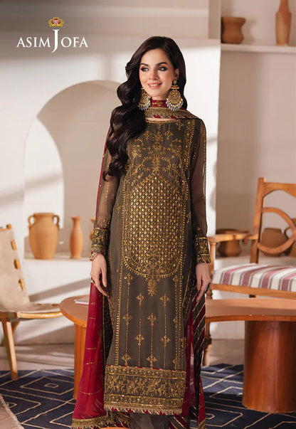 Asim Jofa | Heeriye | AJHE-06 EMBROIDERED CHIFFON 3 PCS