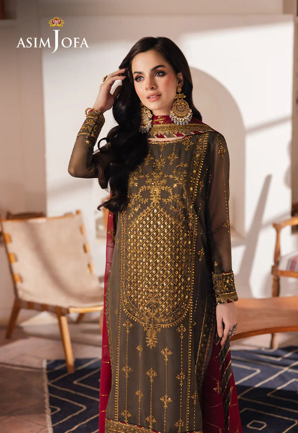 Asim Jofa | Heeriye | AJHE-06 EMBROIDERED CHIFFON 3 PCS