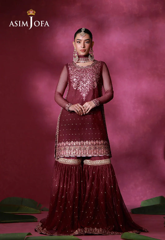 Asim Jofa | Festive Collection 26 | AJULFI-06 Embroidered Net  3 Pcs