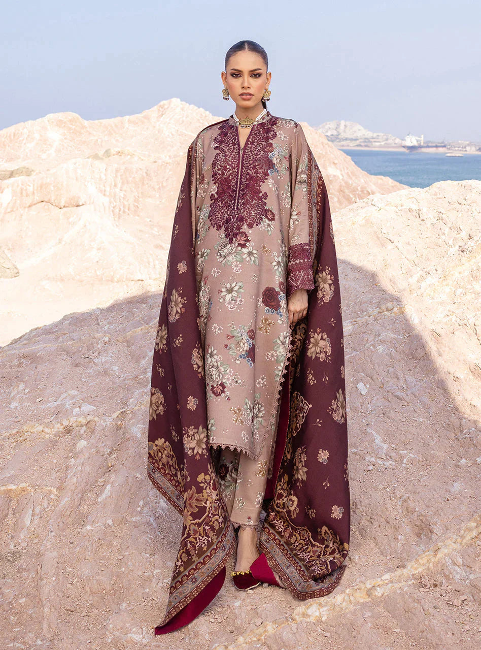Zainab Chottani Embroidered Herringbone 3Pc Suit D-01 Aks