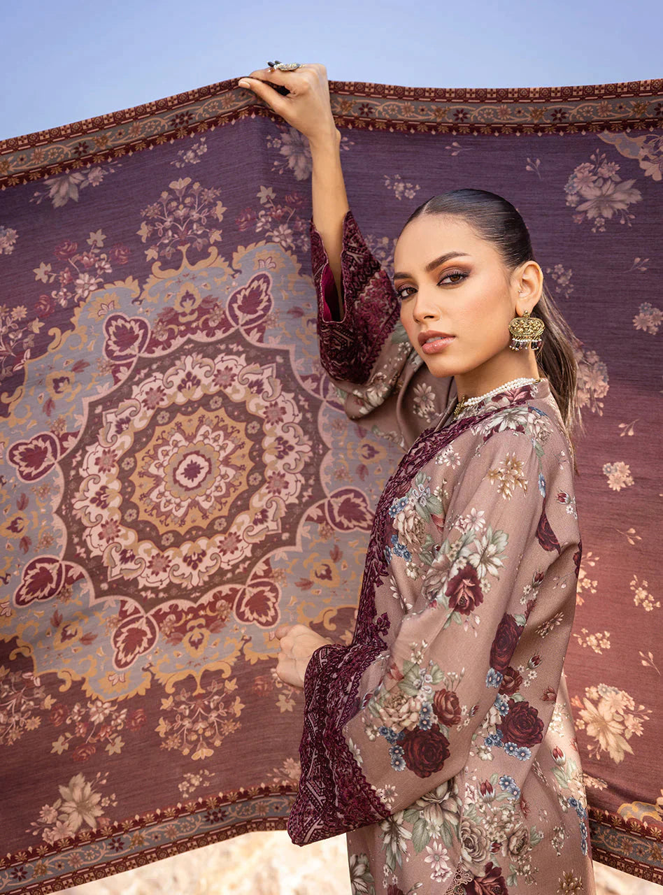 Zainab Chottani Embroidered Herringbone 3Pc Suit D-01 Aks