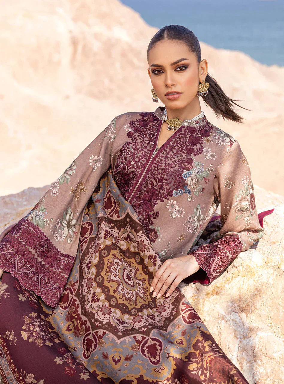 Zainab Chottani Embroidered Herringbone 3Pc Suit D-01 Aks