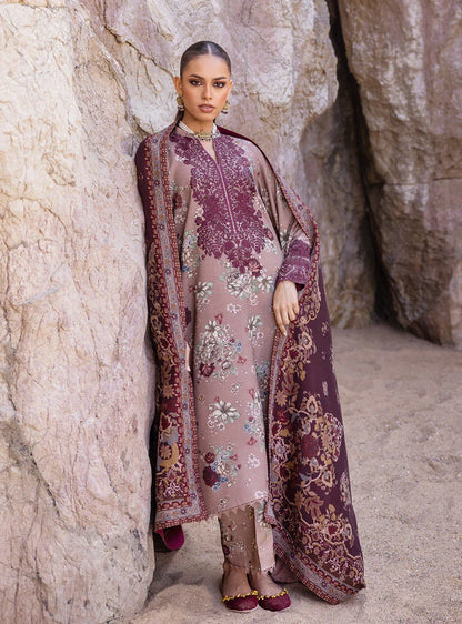 Zainab Chottani Embroidered Herringbone 3Pc Suit D-01 Aks