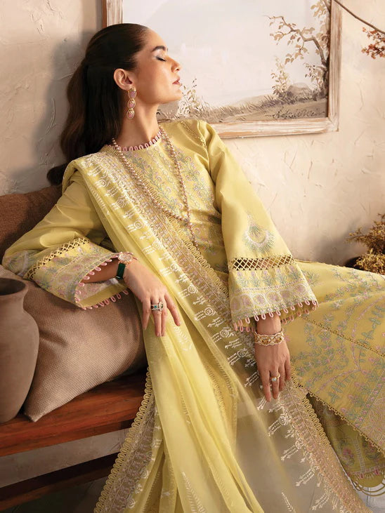 Afrozeh Cascade Embroidered Luxury Lawn 3Pc Suit - Liliana