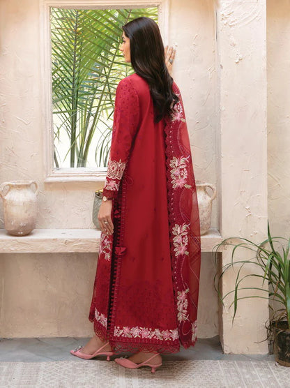 Afrozeh Cascade Embroidered Luxury Lawn 3Pc Suit - Emery