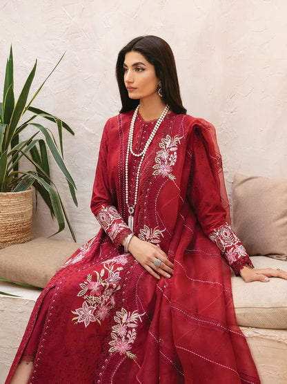 Afrozeh Cascade Embroidered Luxury Lawn 3Pc Suit - Emery