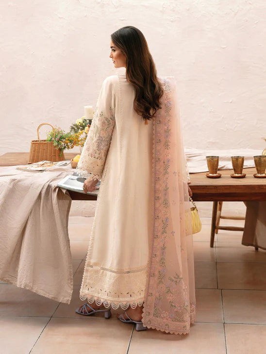 Afrozeh Cascade Embroidered Luxury Lawn 3Pc Suit - Luna