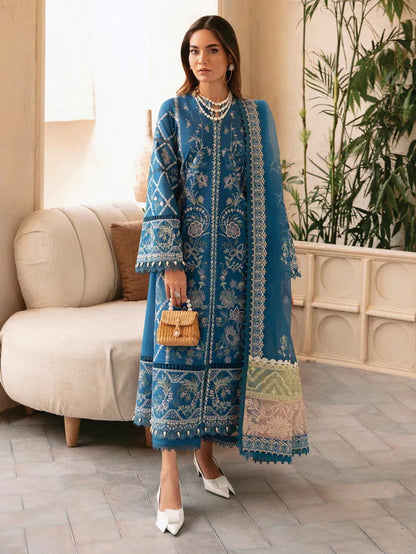 Afrozeh Cascade Embroidered Luxury Lawn 3Pc Suit - Amelia