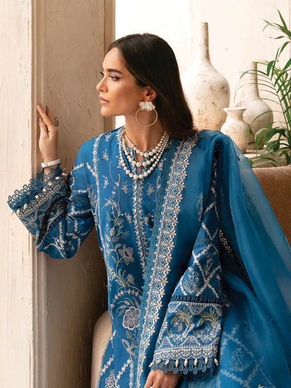 Afrozeh Cascade Embroidered Luxury Lawn 3Pc Suit - Amelia