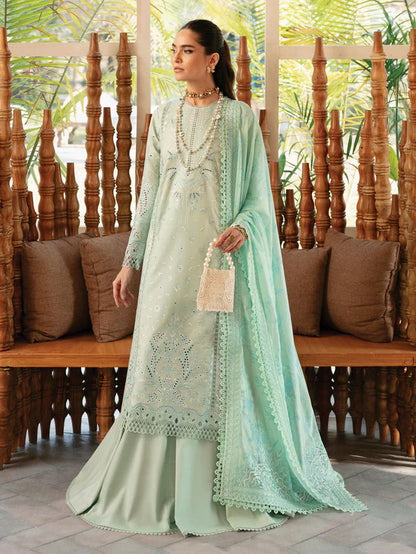 Afrozeh Cascade Embroidered Luxury Lawn 3Pc Suit - Willow