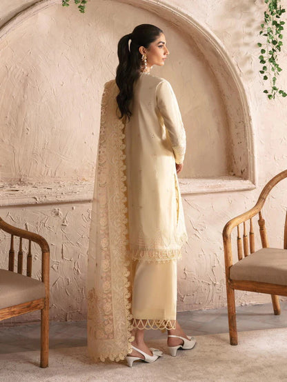 Afrozeh Cascade Embroidered Luxury Lawn 3Pc Suit - Claire