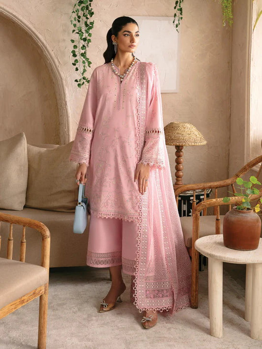 Afrozeh Cascade Embroidered Luxury Lawn 3Pc Suit - Ella