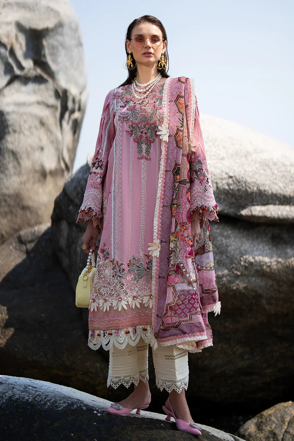 AJR Couture | Alif Signature Luxury Lawn 24 | Rosy - House Of Anaya