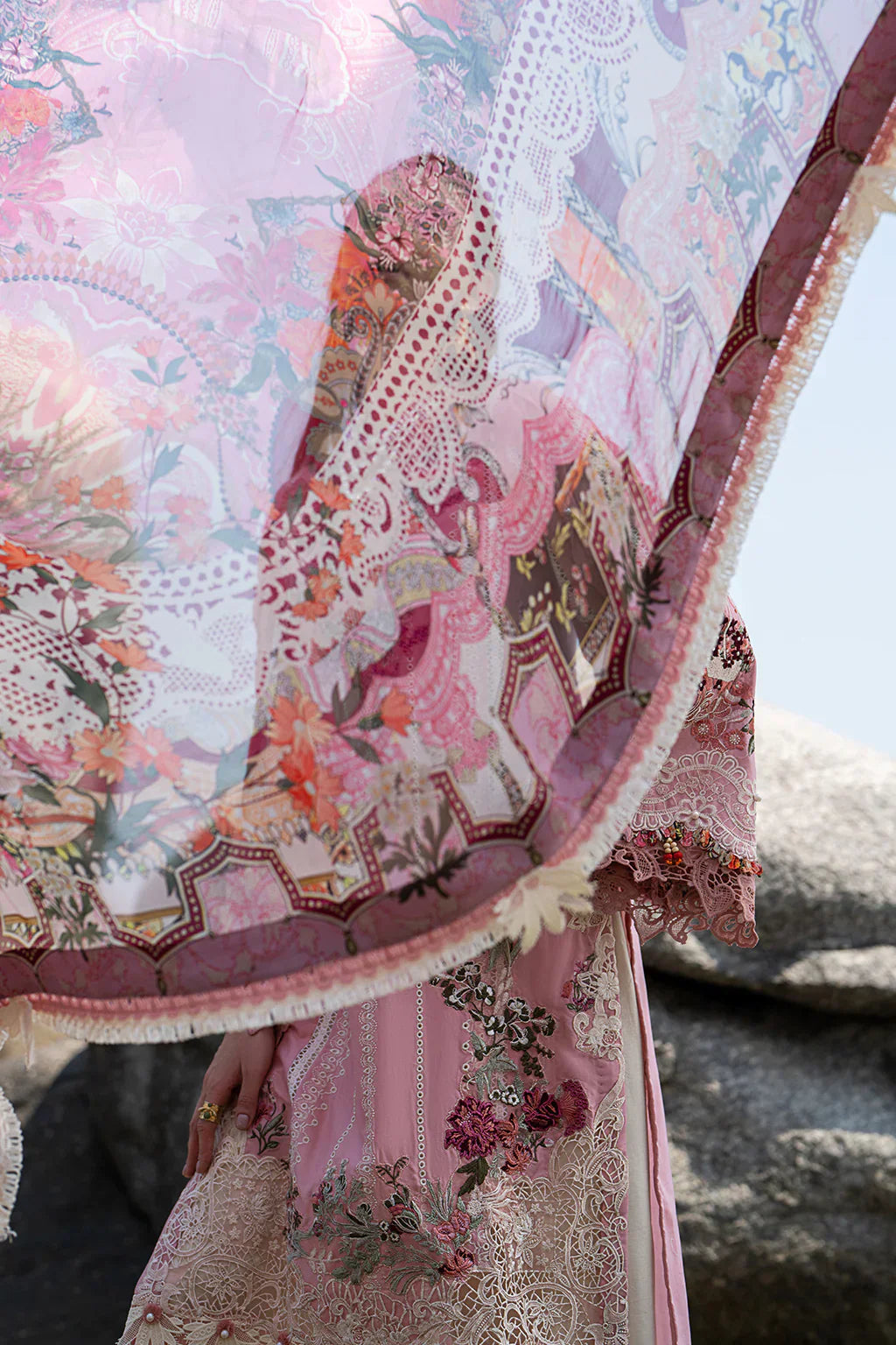 AJR Couture | Alif Signature Luxury Lawn 24 | Rosy - House Of Anaya