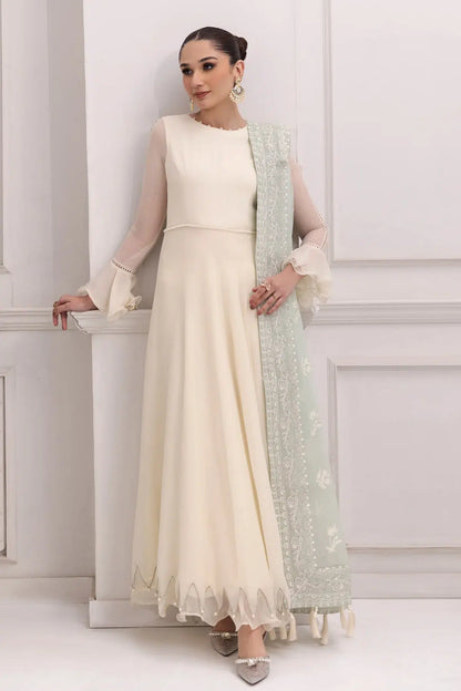 Alizeh | Formals Collection | Off White Dress 3 piece - RTW1007 - House Of Anaya