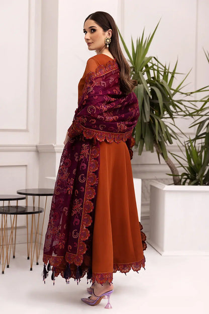Alizeh | Formals Collection | Rust Dress 3 piece - RTW1011 - House Of Anaya