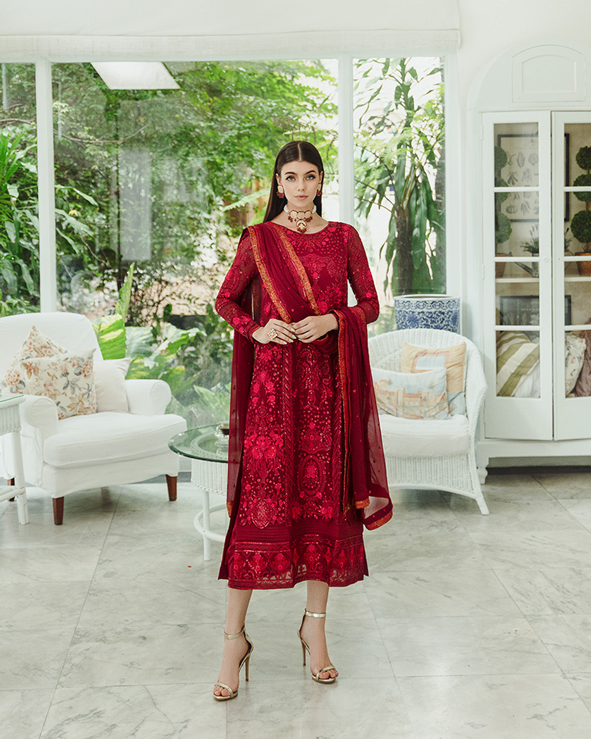Maryum n Maria | Freesia Ariya Formals | SW23-506 - Crimson - Shadi - House Of Anaya