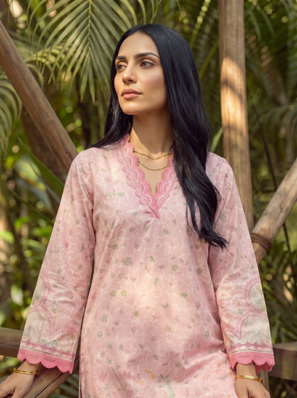 Dhanak | Casual Pret | PINK LAWN 2PCS EMBROIDERED KURTA WITH TROUSER