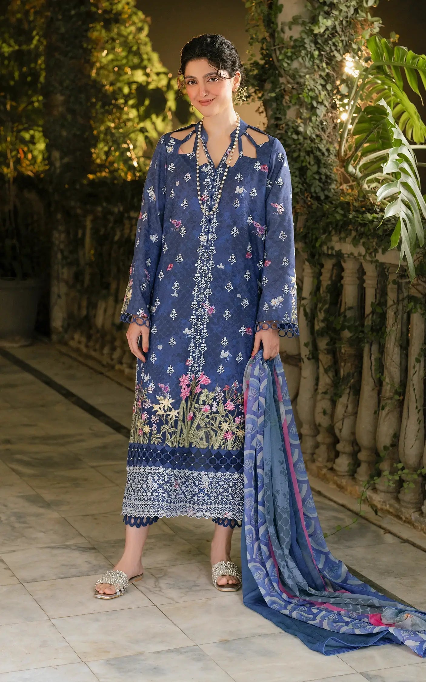 Asifa and Nabeel | Gulkari Summer 25 | Azure Whisper (GKL-05) - House Of Anaya