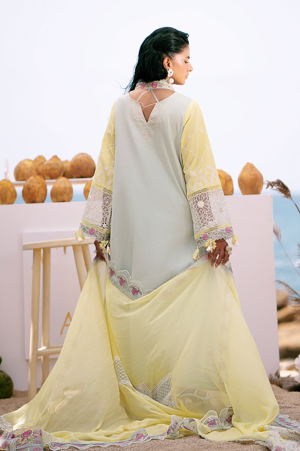 AJR Couture | Dastan Luxury Lawn 25 | Azure - House Of Anaya