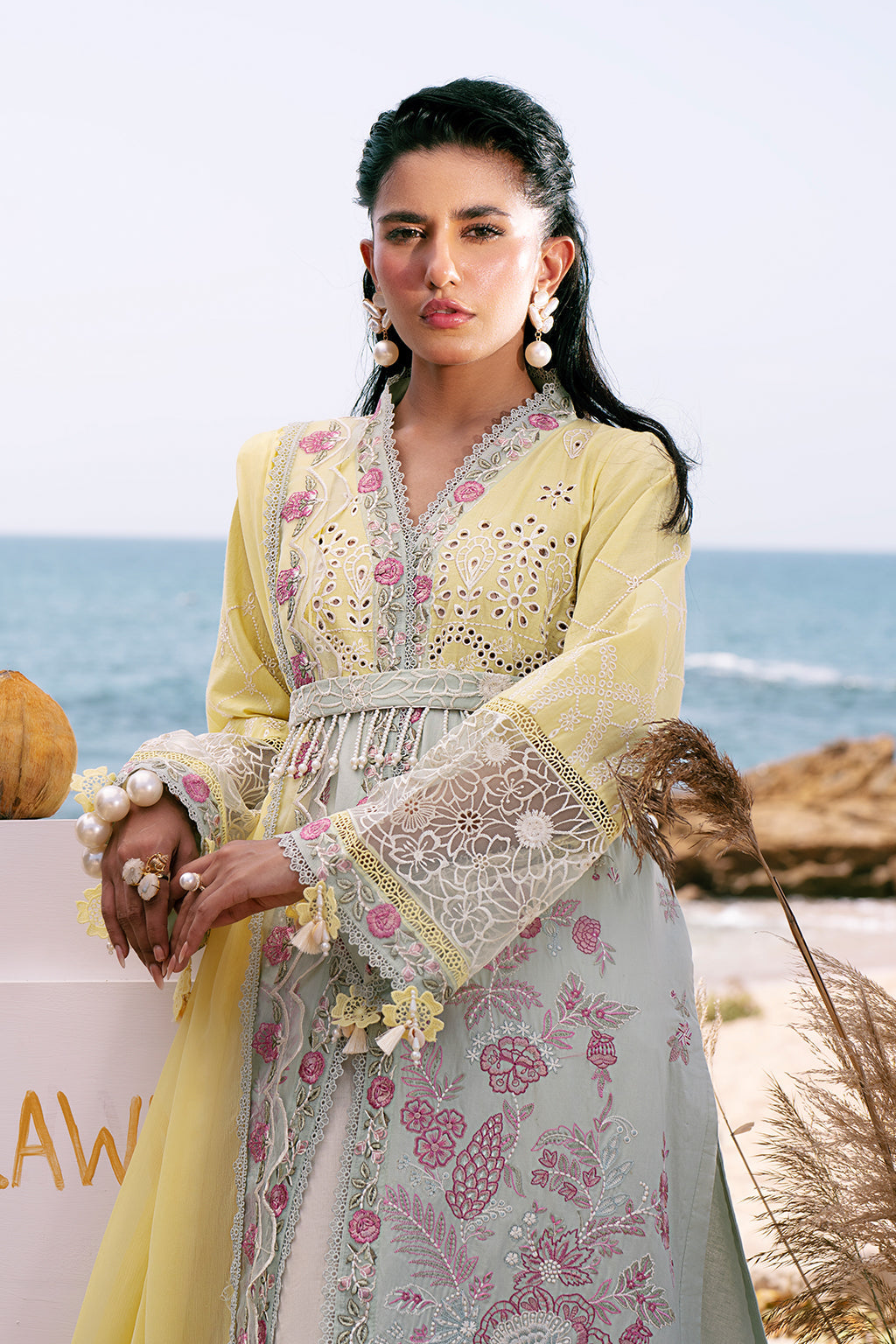 AJR Couture | Dastan Luxury Lawn 25 | Azure - House Of Anaya