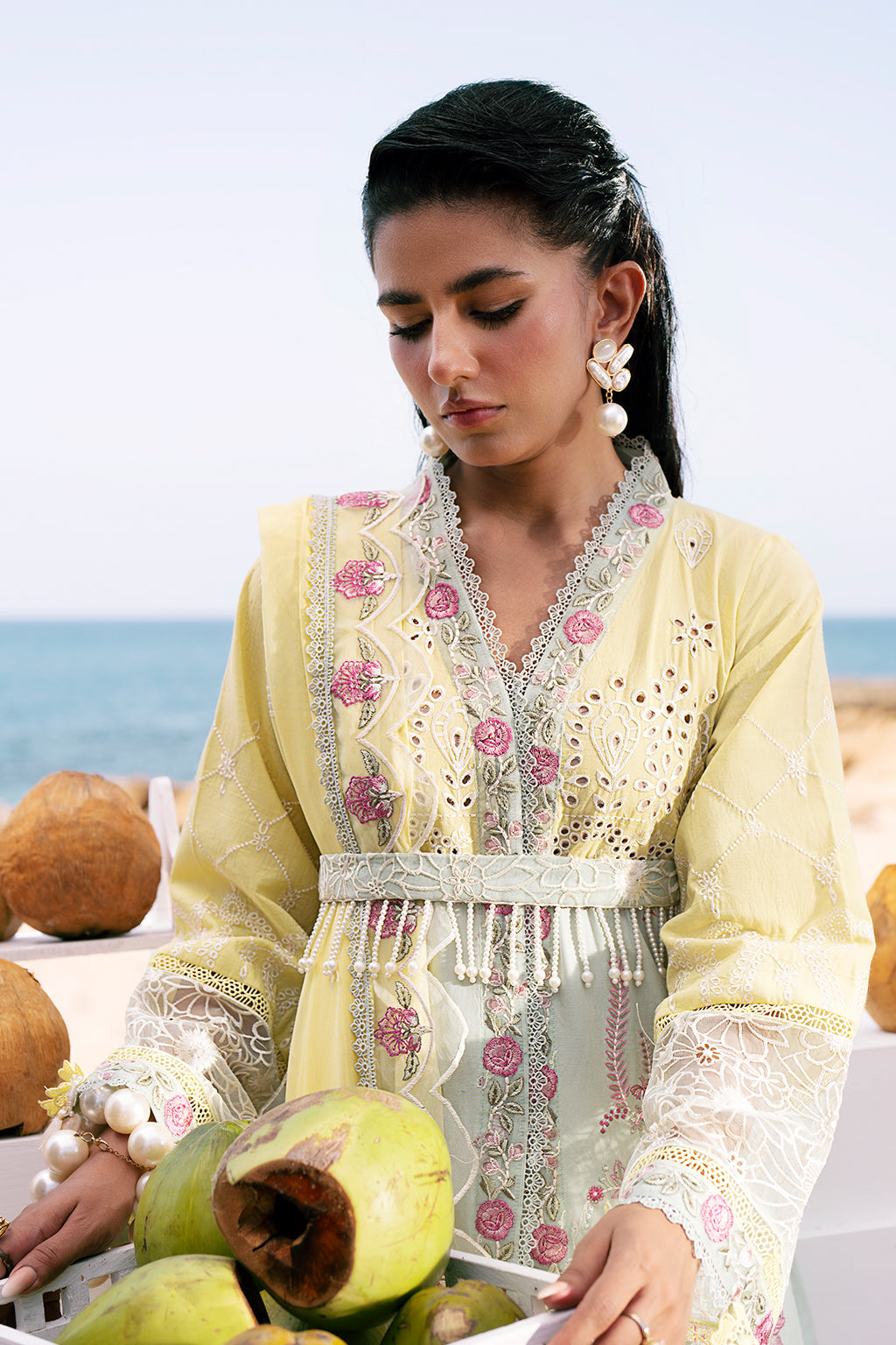 AJR Couture | Dastan Luxury Lawn 25 | Azure - House Of Anaya