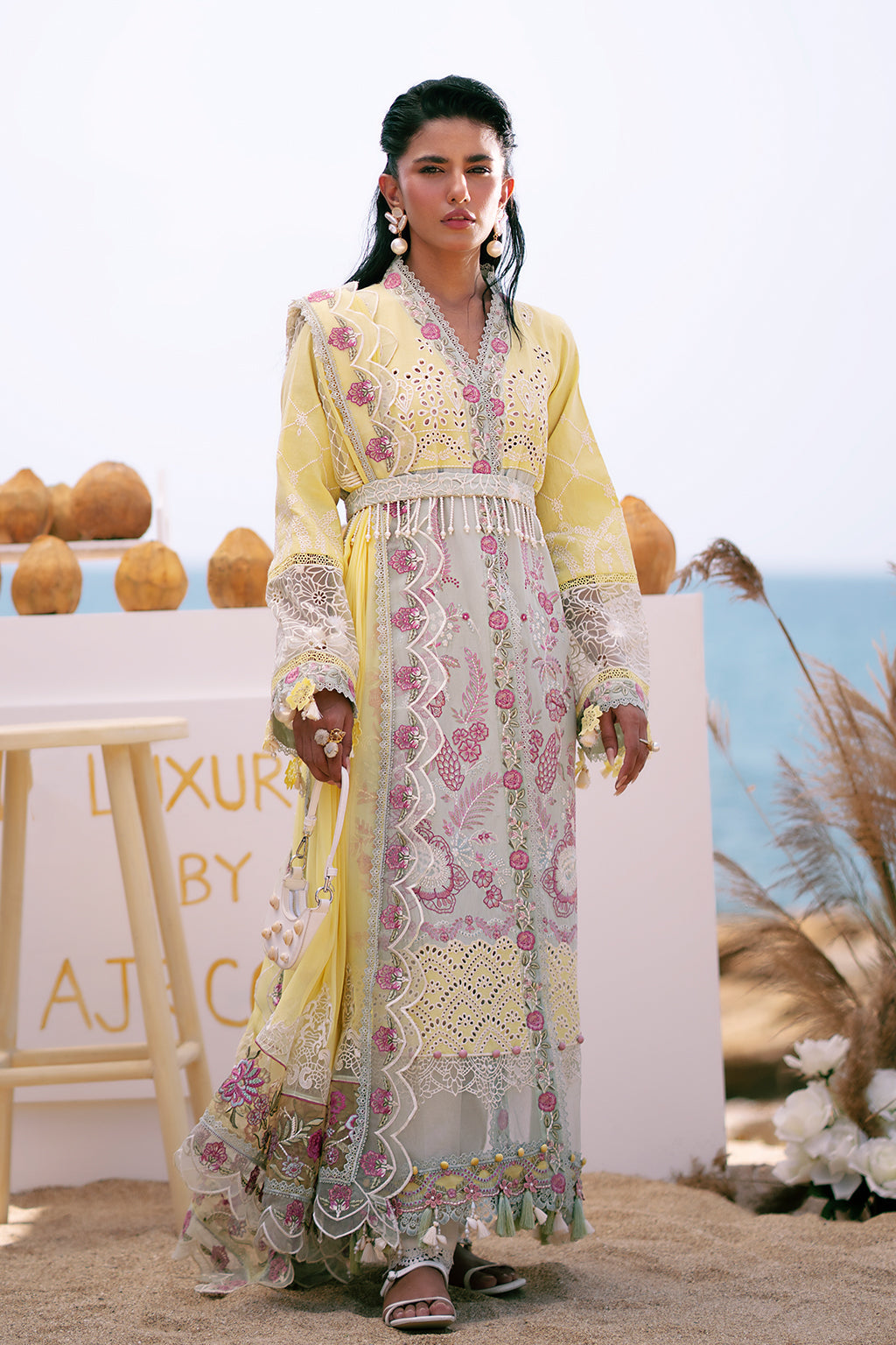 AJR Couture | Dastan Luxury Lawn 25 | Azure - House Of Anaya