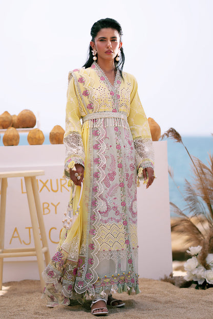 AJR Couture | Dastan Luxury Lawn 25 | Azure - House Of Anaya