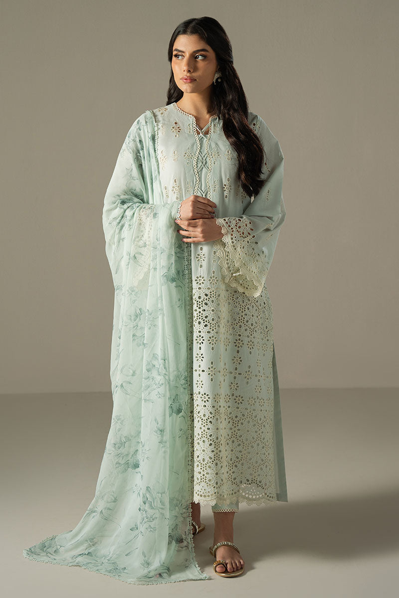 Cross Stitch | Chikankari Lawn 25 | BLUE AURA - House Of Anaya