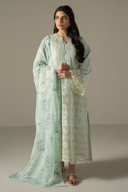 Cross Stitch | Chikankari Lawn 25 | BLUE AURA - House Of Anaya