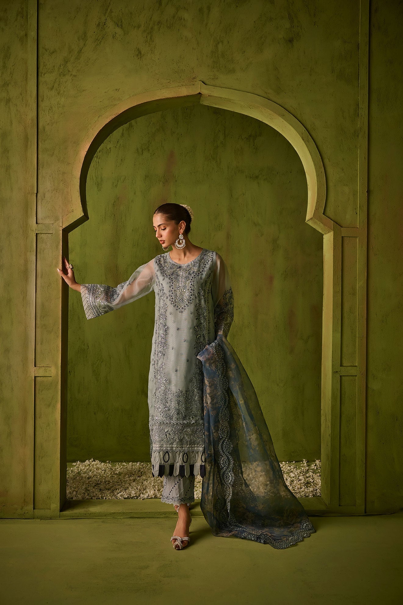 Dhanak | Festive Formals | SS24DU-3196 BLUE 3Pcs - House Of Anaya