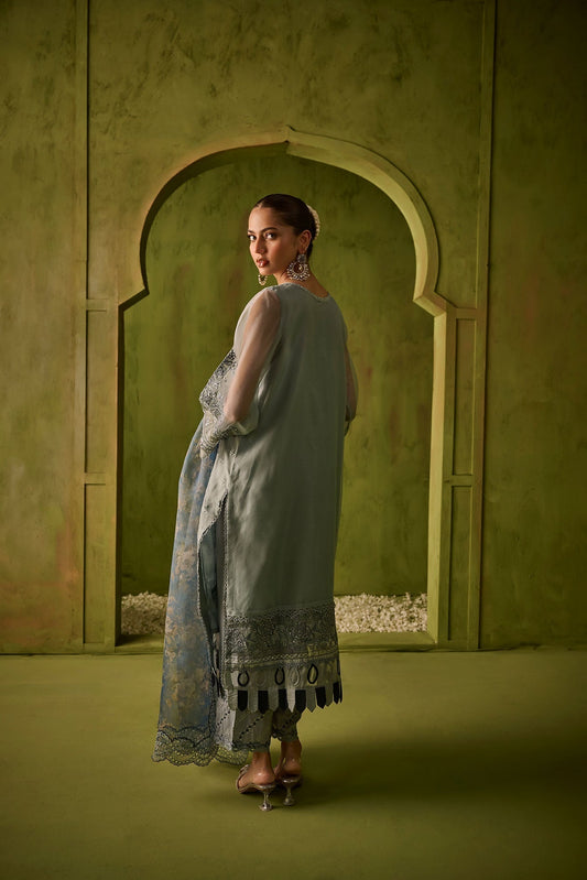 Dhanak | Festive Formals | SS24DU-3196 BLUE 3Pcs - House Of Anaya