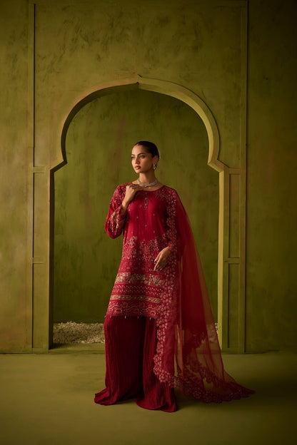 Dhanak | Festive Formals | SS24DU-3200 DARK-PINK 3Pcs - House Of Anaya
