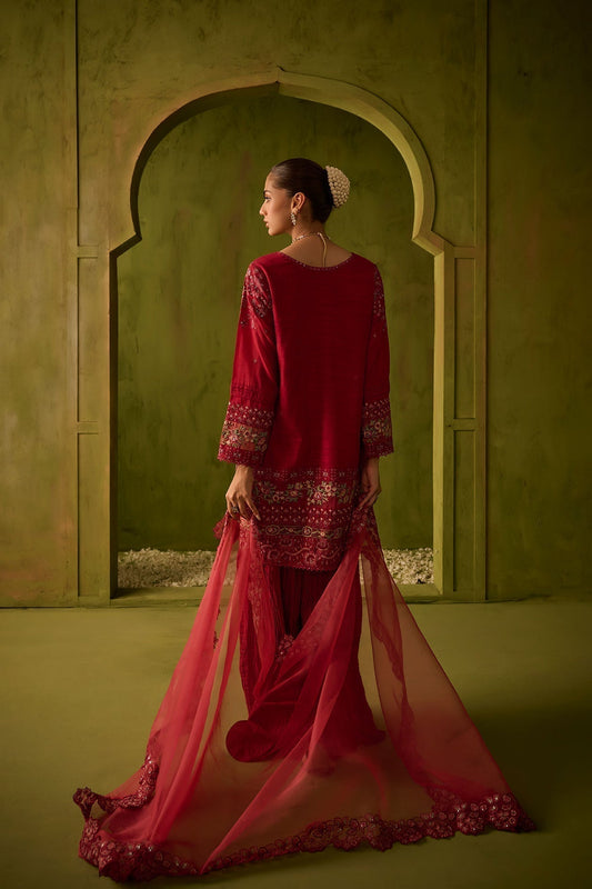 Dhanak | Festive Formals | SS24DU-3200 DARK-PINK 3Pcs - House Of Anaya