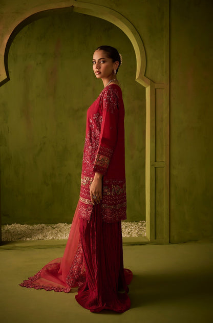 Dhanak | Festive Formals | SS24DU-3200 DARK-PINK 3Pcs - House Of Anaya