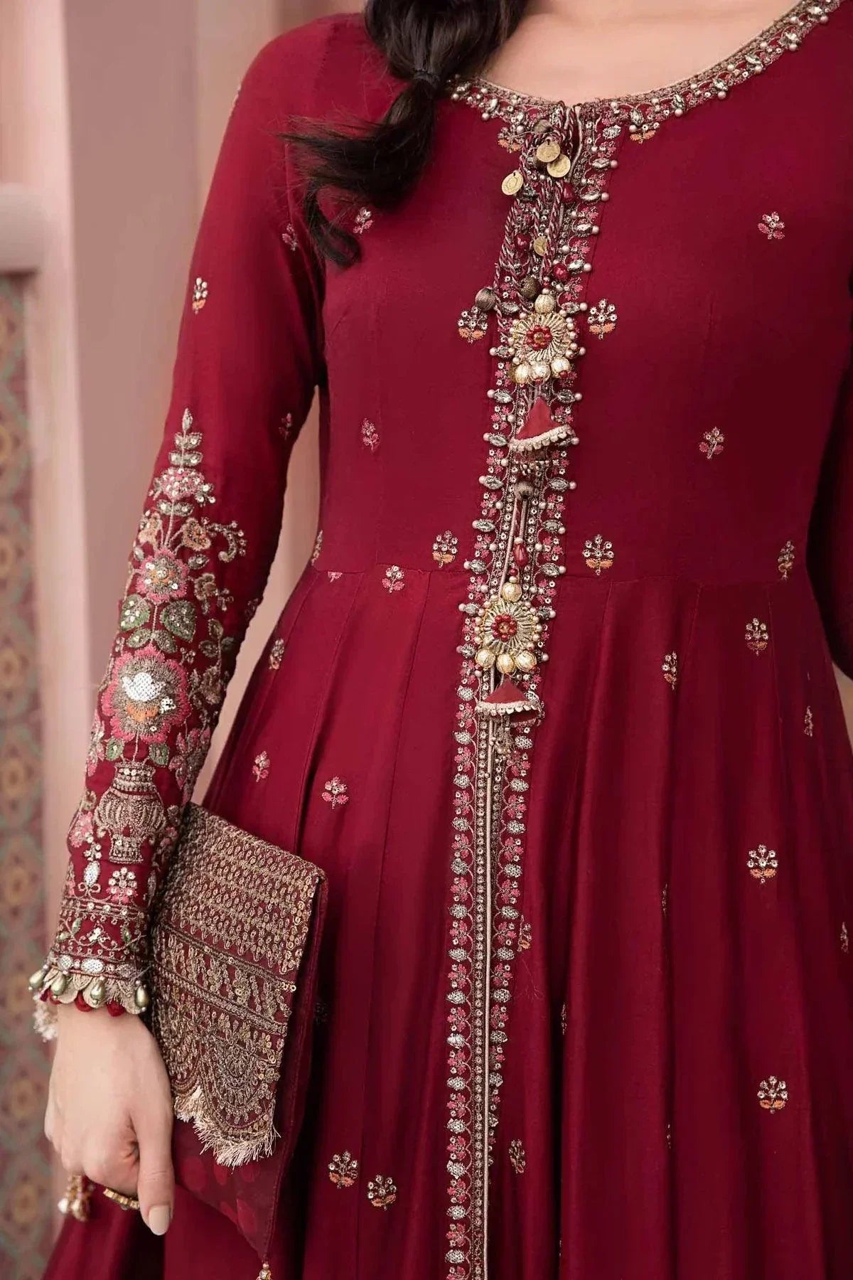 Maria B | Sateen Formals 23 | Maroon CST-708 - House Of Anaya