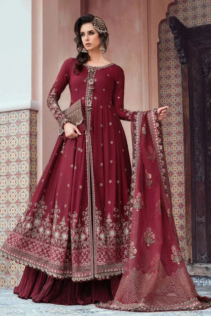 Maria B | Sateen Formals 23 | Maroon CST-708 - House Of Anaya